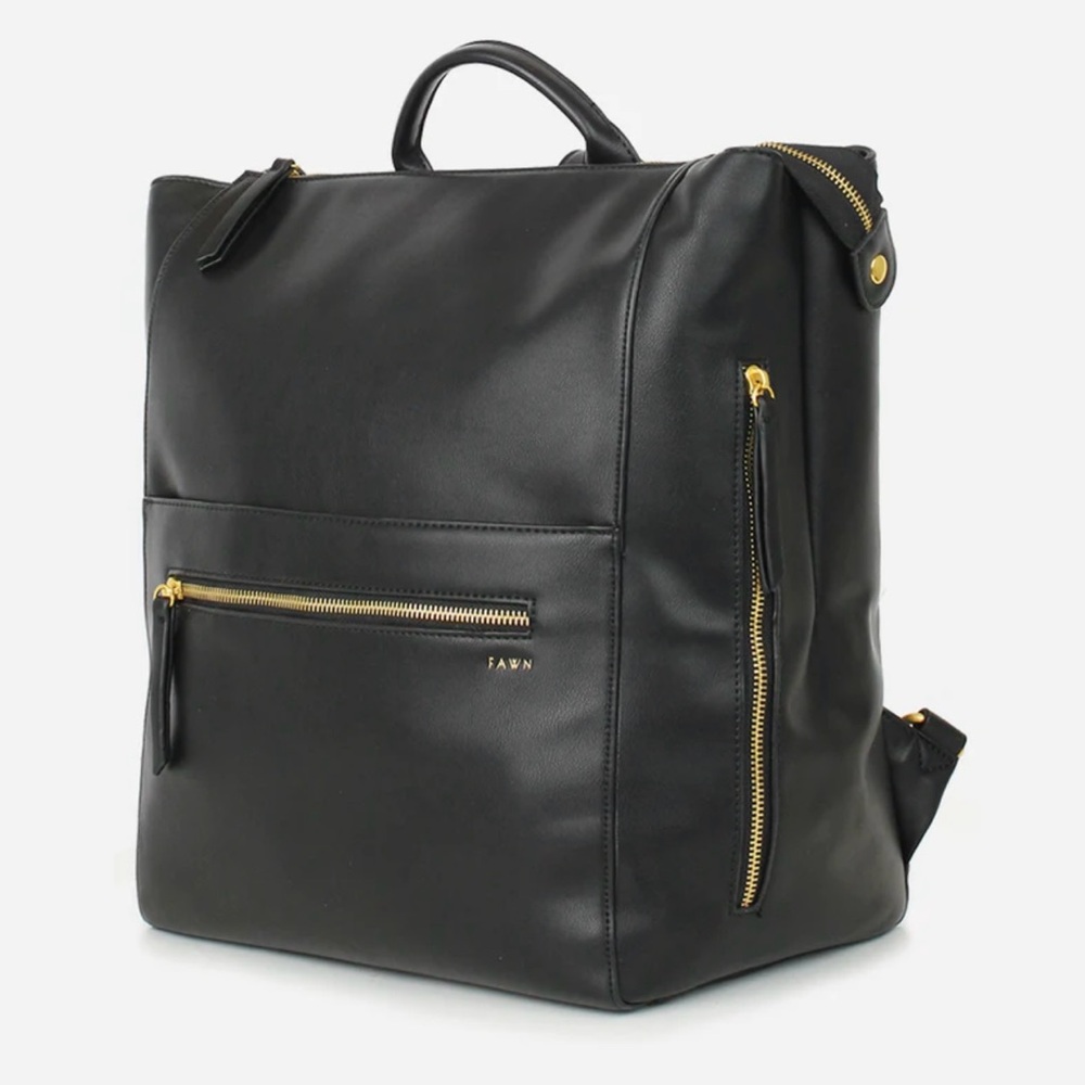 Fawn Design Black Square Diaper Bag with Gold Hardware